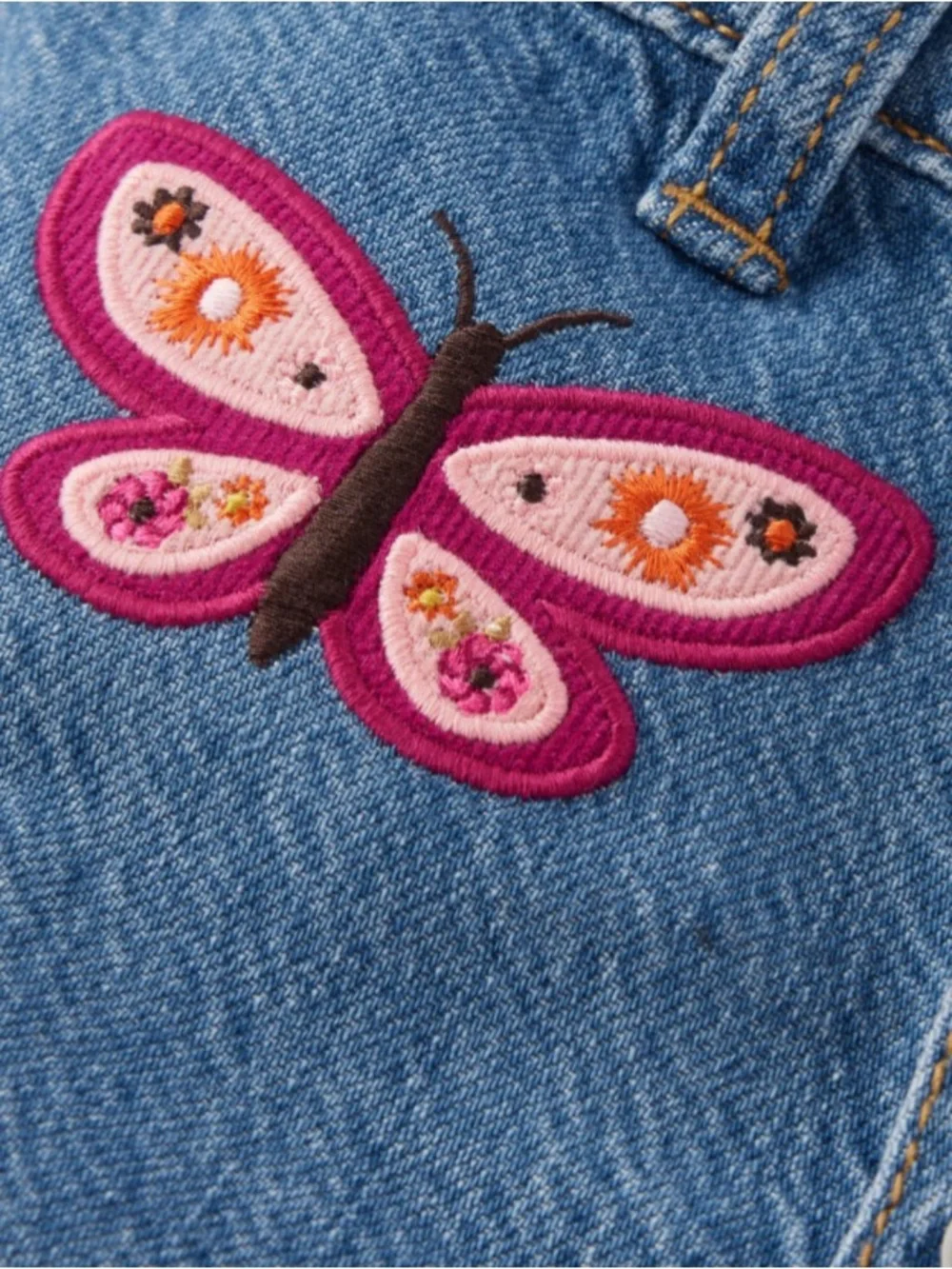 NWT Gymboree Embroidered Butterfly Denim Skirt 8 Adjustable Waist